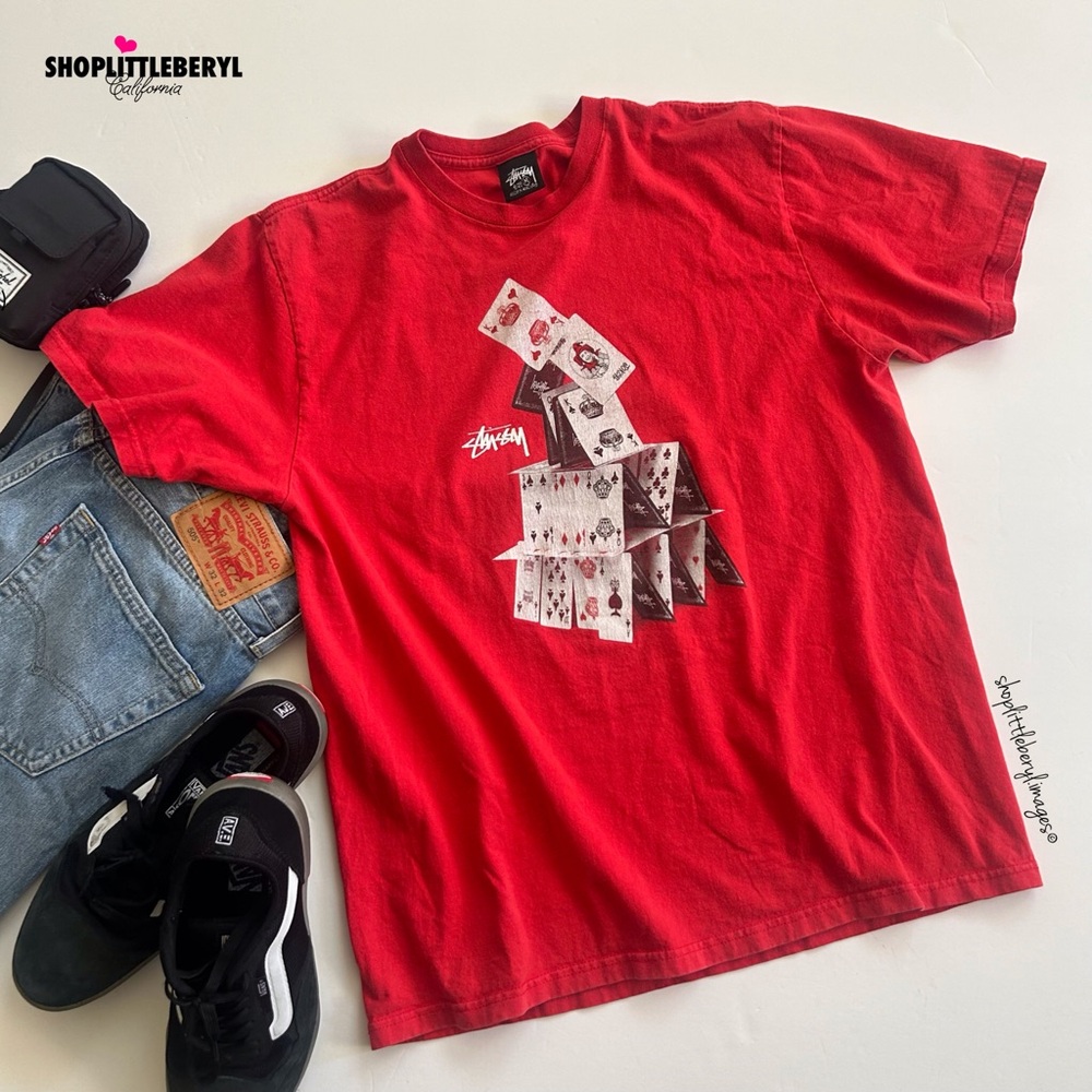 Stussy House of Cards Tee, Red